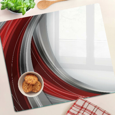 Tagliere in vetro Onde astratte in rosso e grigio