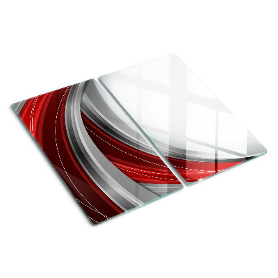 Tagliere in vetro Onde astratte in rosso e grigio