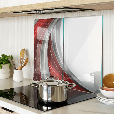 Tagliere in vetro Onde astratte in rosso e grigio
