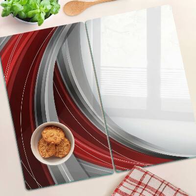 Tagliere in vetro Onde astratte in rosso e grigio