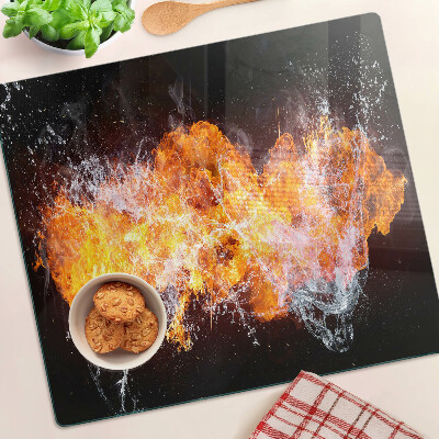 Tagliere in vetro temperato Fuoco e acqua