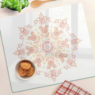 Tagliere in vetro temperato Mandala nei toni del rosa
