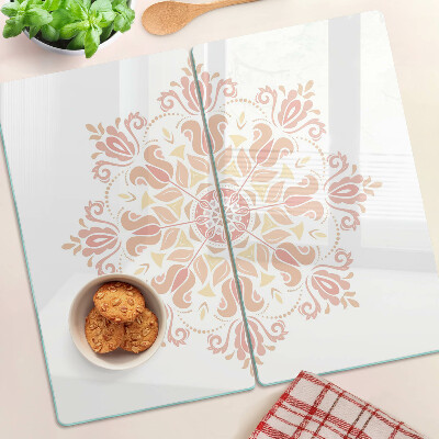 Tagliere in vetro temperato Mandala nei toni del rosa