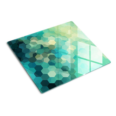 Tagliere in vetro temperato Esagoni geometrici nei toni del blu