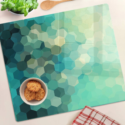 Tagliere in vetro temperato Esagoni geometrici nei toni del blu