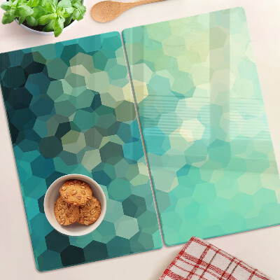 Tagliere in vetro temperato Esagoni geometrici nei toni del blu