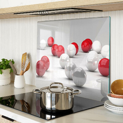 Tagliere in vetro temperato Palline rosse e bianche