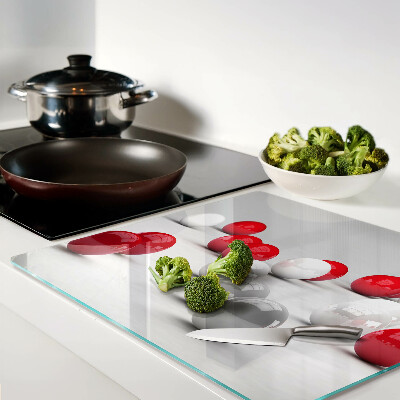 Tagliere in vetro temperato Palline rosse e bianche