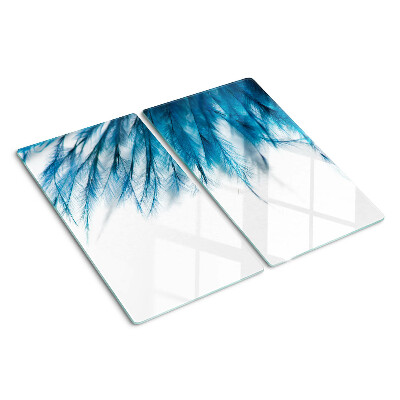 Tagliere in vetro temperato Piume blu su sfondo bianco