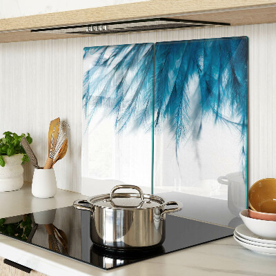 Tagliere in vetro temperato Piume blu su sfondo bianco