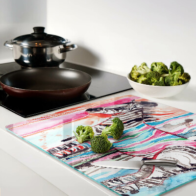 Tagliere in vetro Zebra a strisce colorate