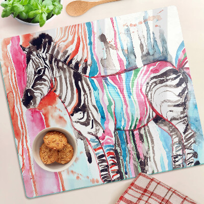 Tagliere in vetro Zebra a strisce colorate