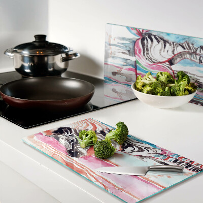 Tagliere in vetro Zebra a strisce colorate