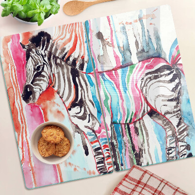 Tagliere in vetro Zebra a strisce colorate