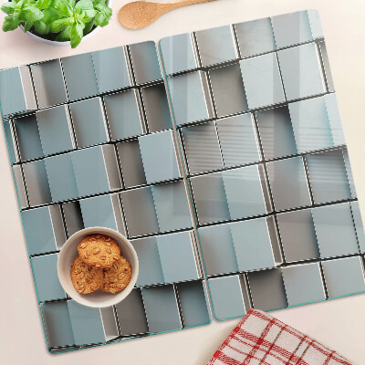 Tagliere in vetro temperato Piastrelle geometriche nei toni del blu