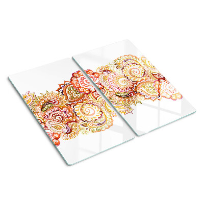 Tagliere in vetro Motivo Paisley nei toni del rosso e dell'oro