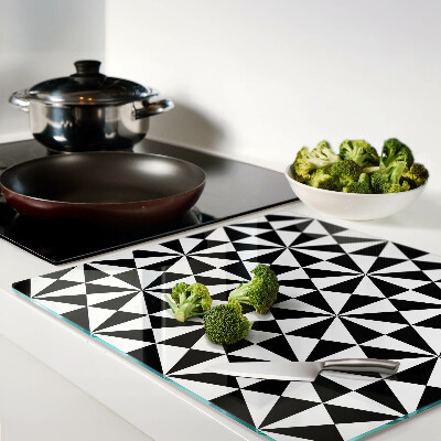 Tagliere in vetro temperato Triangoli geometrici in bianco e nero