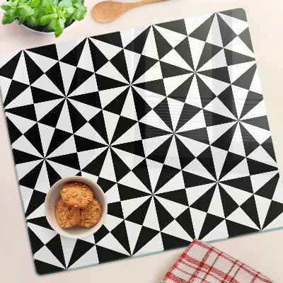 Tagliere in vetro temperato Triangoli geometrici in bianco e nero