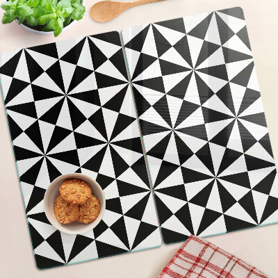 Tagliere in vetro temperato Triangoli geometrici in bianco e nero