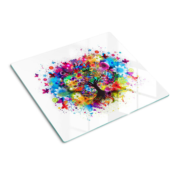 Tagliere in vetro Albero della vita colorato