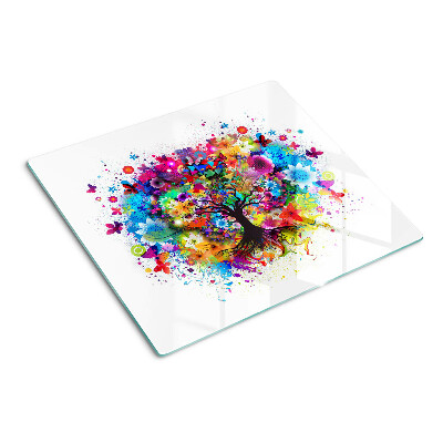 Tagliere in vetro Albero della vita colorato