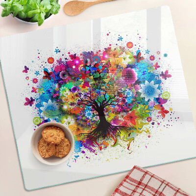 Tagliere in vetro Albero della vita colorato