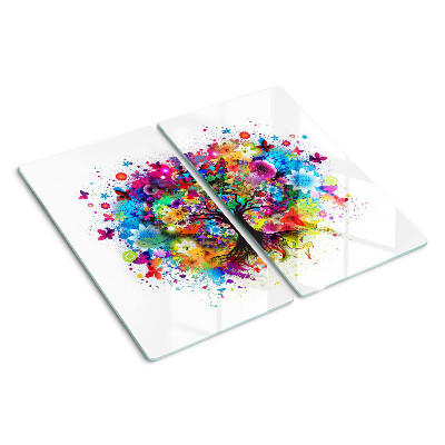 Tagliere in vetro Albero della vita colorato
