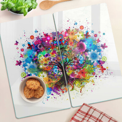 Tagliere in vetro Albero della vita colorato