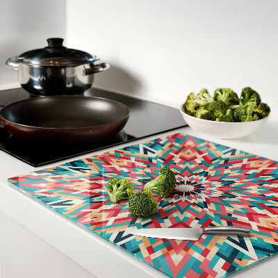 Tagliere in vetro Mandala multicolore