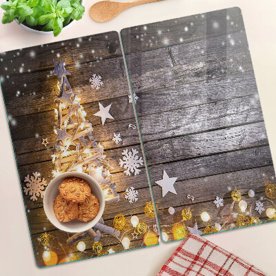 Tagliere in vetro Albero di Natale con decorazioni