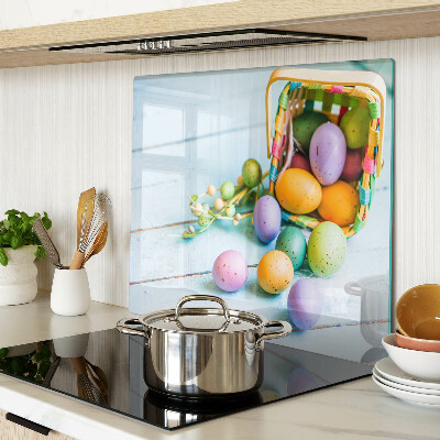 Tagliere in vetro temperato Uova di Pasqua colorate in un cestino