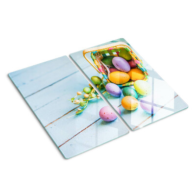 Tagliere in vetro temperato Uova di Pasqua colorate in un cestino