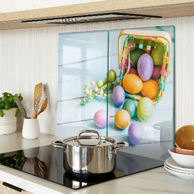 Tagliere in vetro temperato Uova di Pasqua colorate in un cestino
