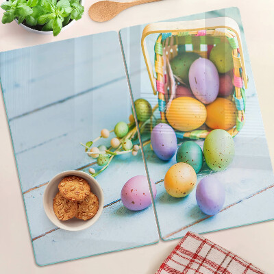 Tagliere in vetro temperato Uova di Pasqua colorate in un cestino
