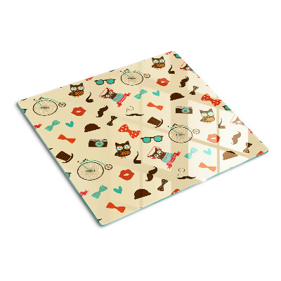 Tagliere in vetro temperato Gattini e accessori retrò