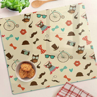 Tagliere in vetro temperato Gattini e accessori retrò