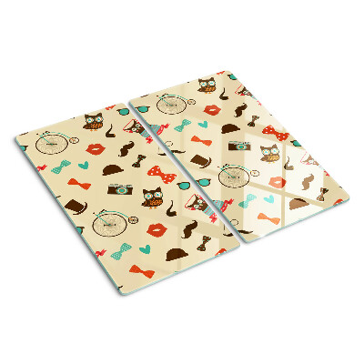 Tagliere in vetro temperato Gattini e accessori retrò