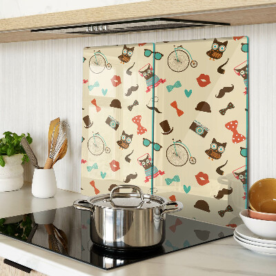 Tagliere in vetro temperato Gattini e accessori retrò