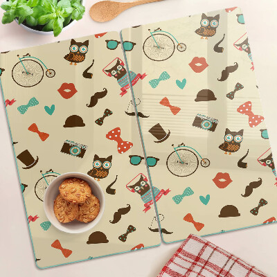 Tagliere in vetro temperato Gattini e accessori retrò