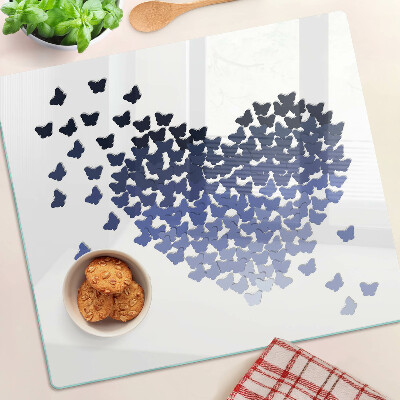 Tagliere in vetro temperato Motivo a cuore con farfalle