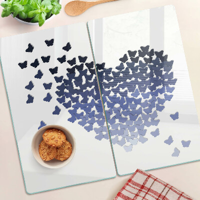 Tagliere in vetro temperato Motivo a cuore con farfalle