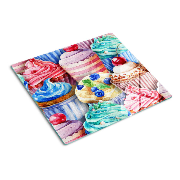 Tagliere in vetro Cupcake e pasticcini colorati