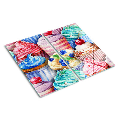 Tagliere in vetro Cupcake e pasticcini colorati