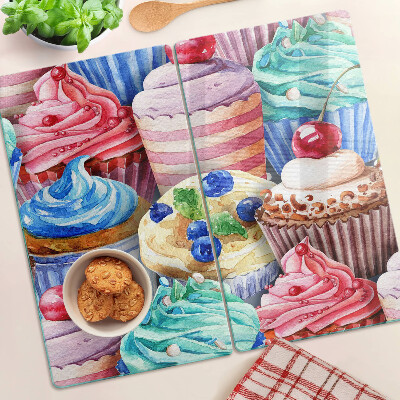 Tagliere in vetro Cupcake e pasticcini colorati