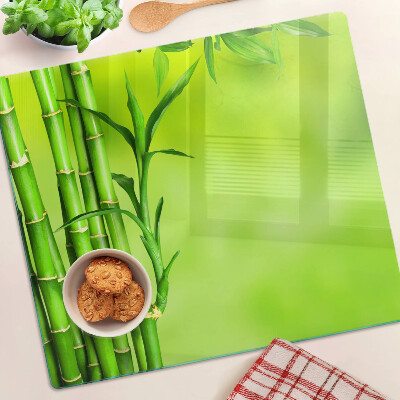 Tagliere in vetro Bambù su sfondo verde