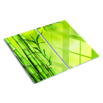 Tagliere in vetro Bambù su sfondo verde