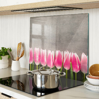 Tagliere in vetro Tulipani su sfondo grigio