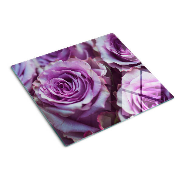 Tagliere in vetro temperato Rose nei toni del viola