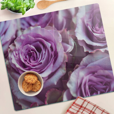 Tagliere in vetro temperato Rose nei toni del viola