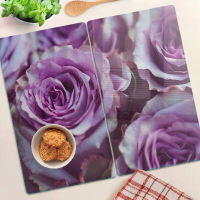 Tagliere in vetro temperato Rose nei toni del viola